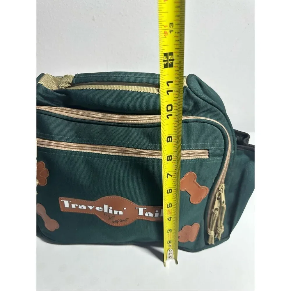Travelin' Tales by Just Bepaws Pet Travel Bag Green Brown Tan 15
